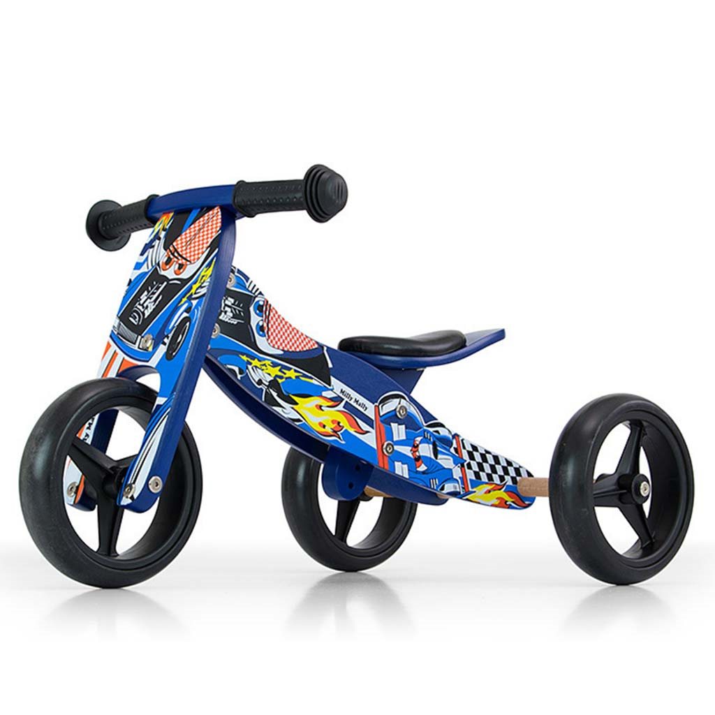 Detské multifunkčné odrážadlo bicykel 2v1 Milly Mally JAKE Blue Cars